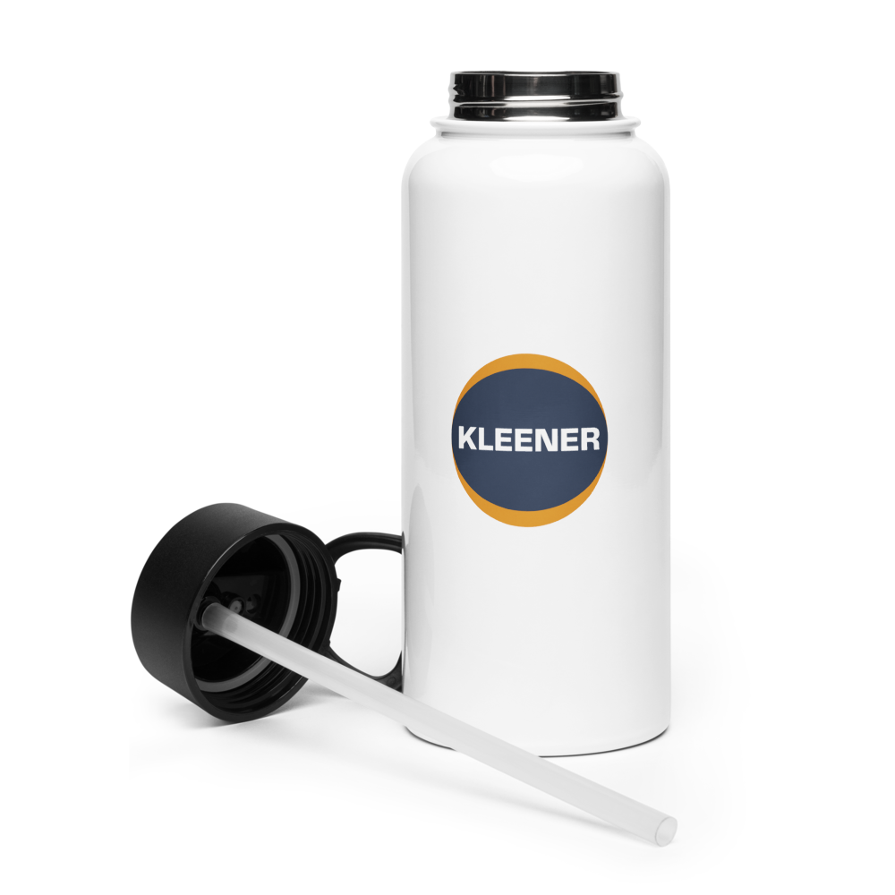 Stainless steel water bottle with a straw lid