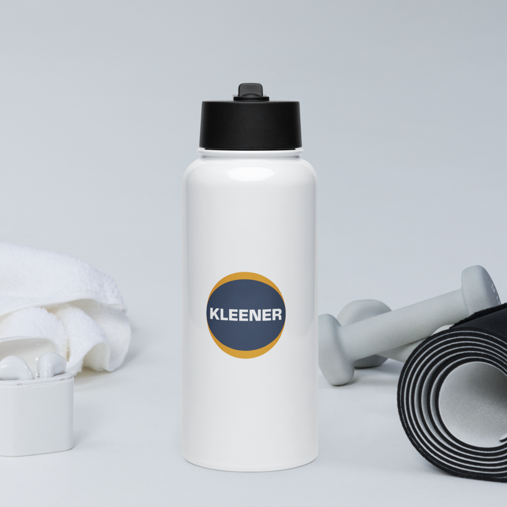 Stainless steel water bottle with a straw lid